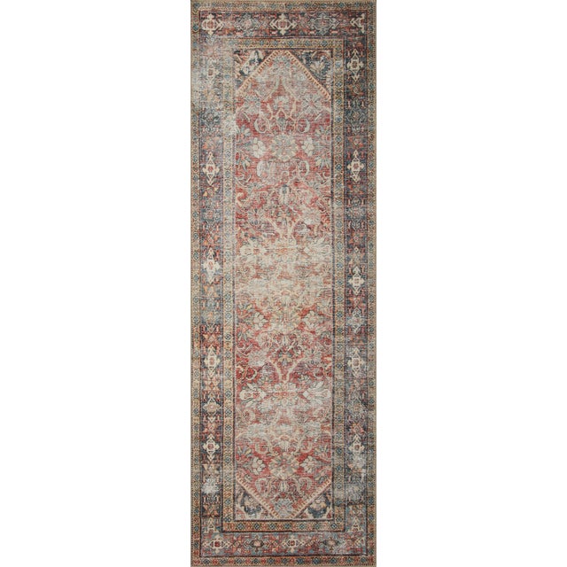 Textile Amber Lewis x Loloi Georgie Red / Navy 18" x 18" Sample Rug For Sale - Image 7 of 7