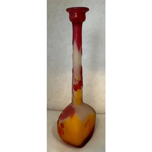 Red 1920s Galle Banjo Vase For Sale - Image 8 of 11