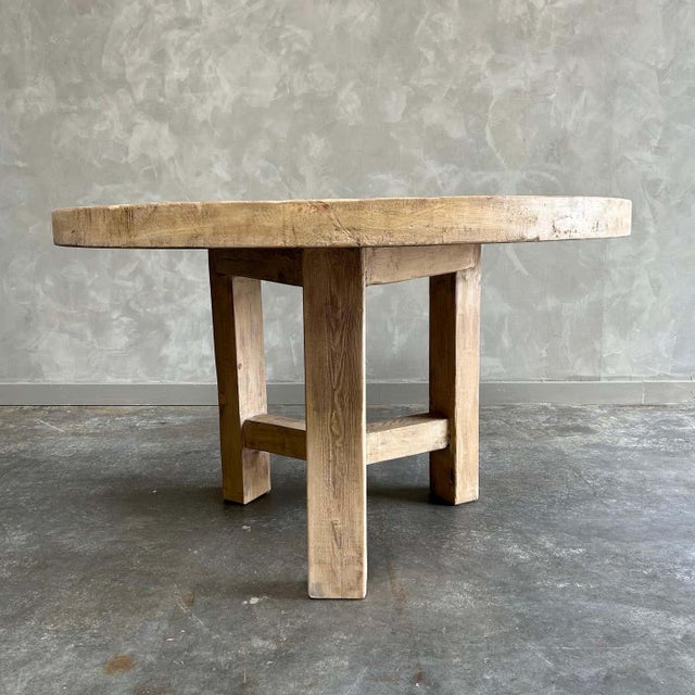 Not Yet Made - Made To Order Lexi Round Solid Reclaimed Elm Wood Dining Table For Sale - Image 5 of 9