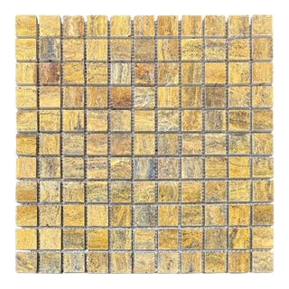 Gold Travertine Polished 1" X 1" Mosaic For Sale