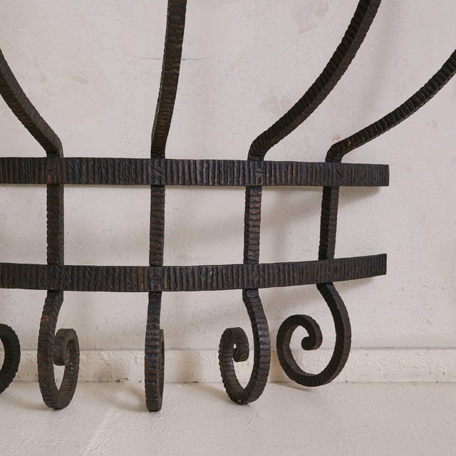 French Wrought Iron Demilune Console with Rosso Verona Marble Top, 1940s For Sale In Chicago - Image 6 of 8