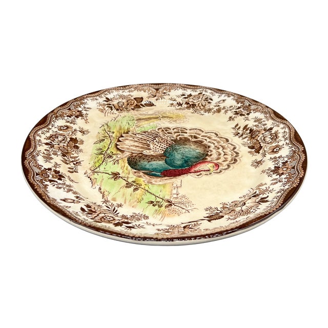 Vintage Clarice Cliff Royal Staffordshire Turkey Platter With Brown Transferware – English Country, Traditional For Sale - Image 11 of 12