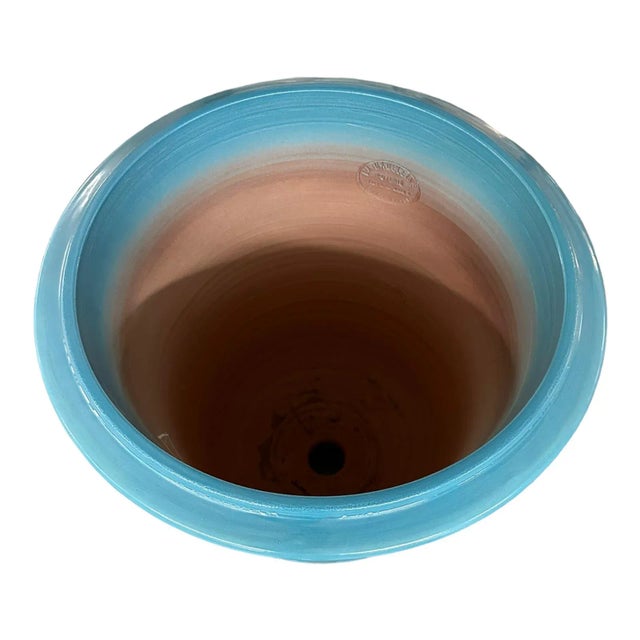 French Anduze Jardiniere in Turquoise For Sale - Image 4 of 8