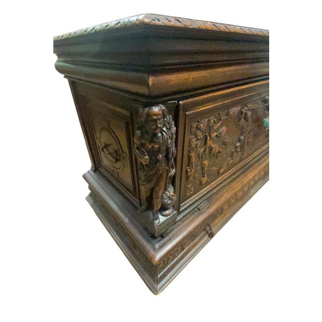 Italian Renaissance Carved Walnut Buffet Trunk, 1830s For Sale - Image 14 of 17