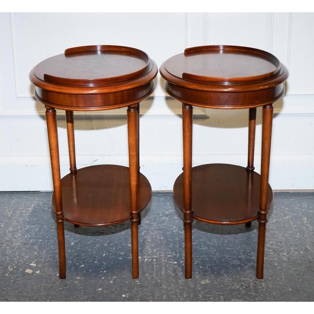 Vintage Flamed Mahogany Oval Side Tables, Set of 2 For Sale - Image 3 of 14