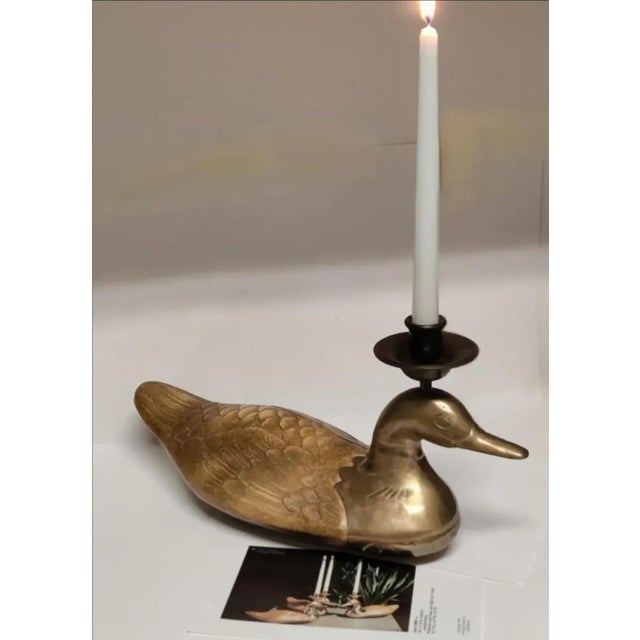 Chapman Manufacturing Company Set of Three Brass Mallard Candleholders For Sale - Image 9 of 9