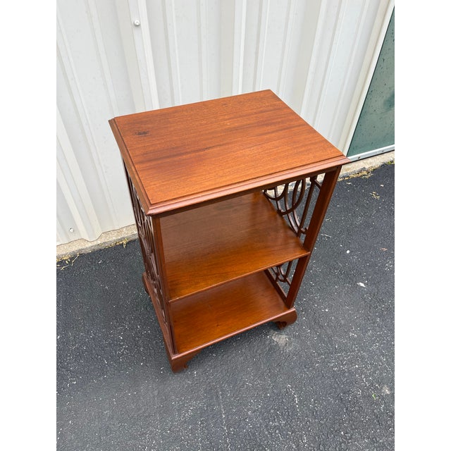 Vintage Chinoiserie Walnut Fretwork Etagere For Sale - Image 9 of 12