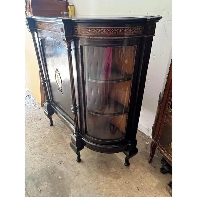 Antique Victorian Style Partial Ebonized Inlaid Wood Side Cabinet For Sale - Image 12 of 12