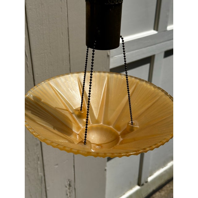 Vintage Deco Shade With Vintage Chase Lighting Hanging Fixture For Sale In New York - Image 6 of 8