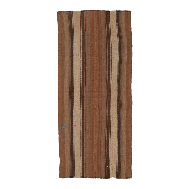 Brown Vintage Turkish Kilim Rug - 2`6″ X 5`11″ For Sale