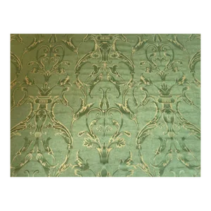 Green Damask With Moire Background by Brunschwig & Fils- 12 1/2 Yards