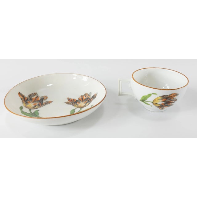 English German Meissen Marcolini Period Teacup and Saucer With Tulips For Sale - Image 3 of 13