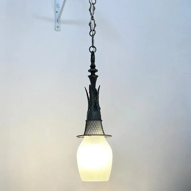 Dutch Pendant in Bronze with Brass and Glass, 1900s For Sale - Image 6 of 7