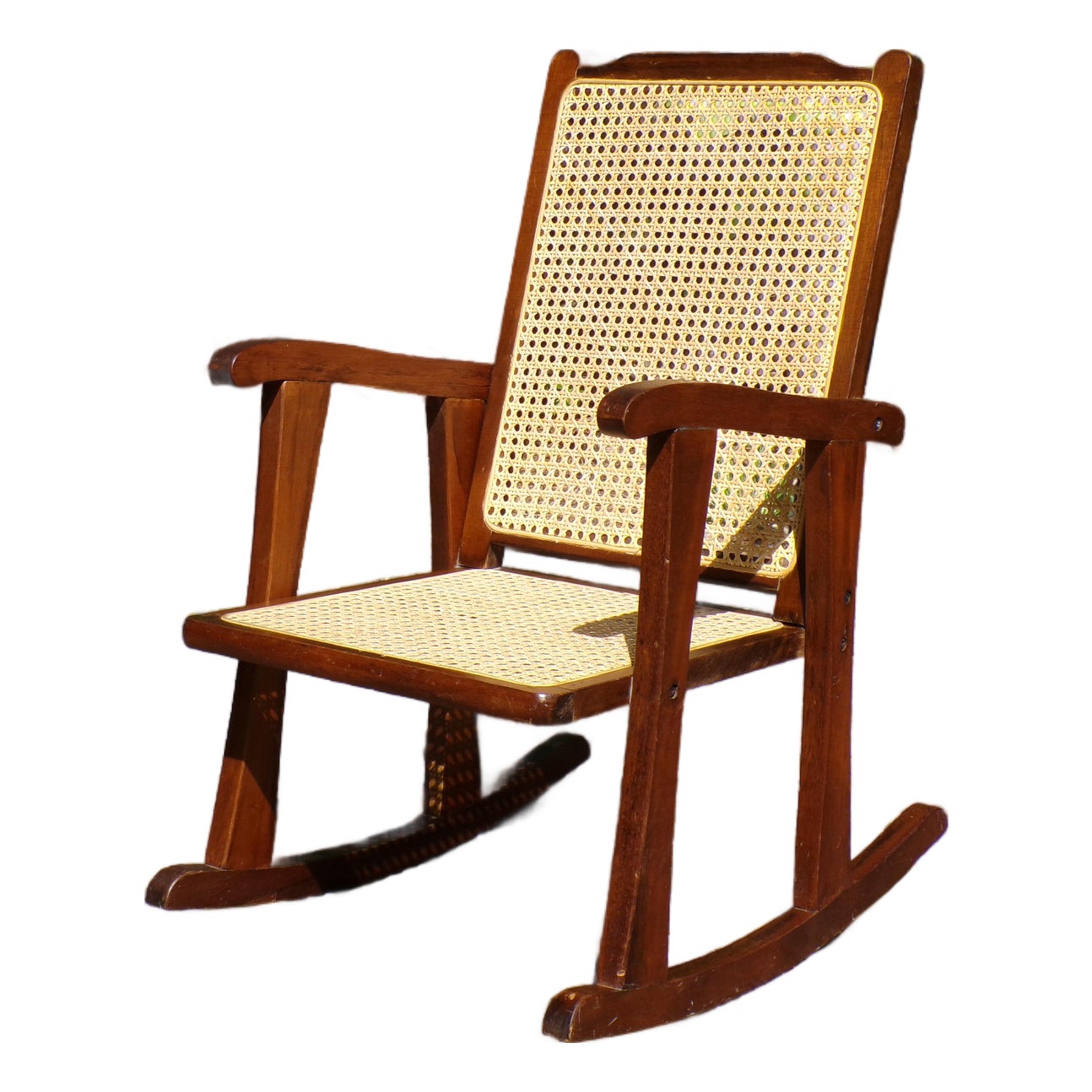 Vintage Mid Century Child Size Small Cane Rocking Chair Rocker | Chairish