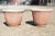 Vintage Red Distressed Painted Fiberglass Round Garden Planter Pots Faux Stone - a Pair. Item features faux terracotta...
