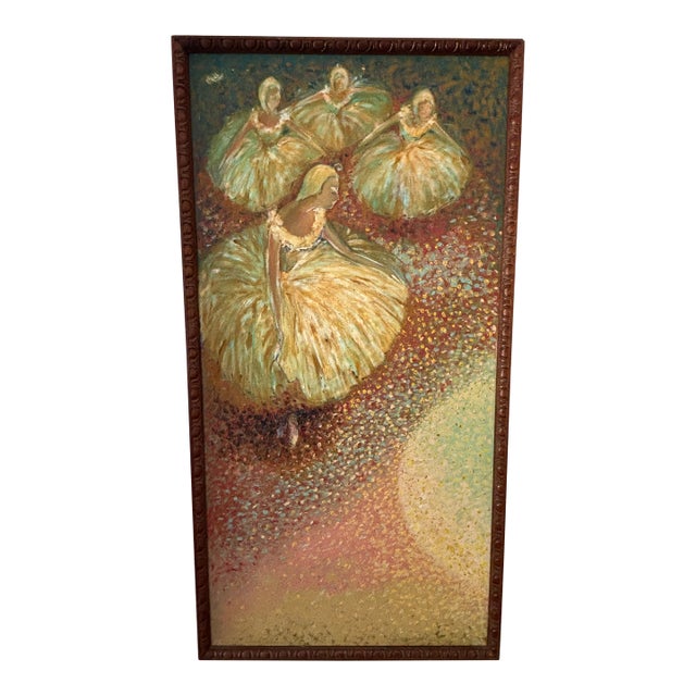 Mid Century Oil on Canvas Ballerinas Abstract Impressionist For Sale