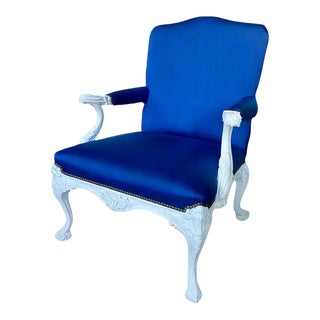 Ralph Lauren Louis XVI Style Carved Bergère Armchair For Sale