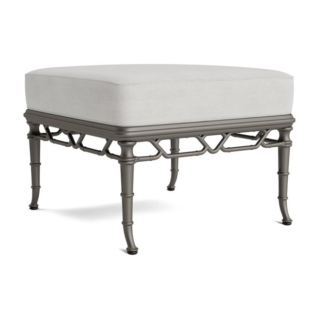 Not Yet Made - Made To Order Brown Jordan Calcutta Ottoman, Mica frame with Fusion Dove fabric For Sale - Image 5 of 11