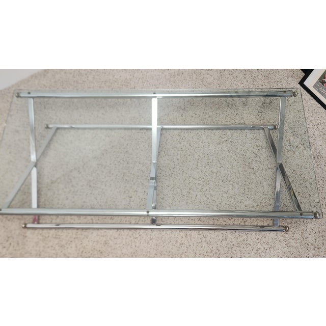 Triple X Base Chrome Glass Cocktail Table 1970s Mod For Sale - Image 10 of 12