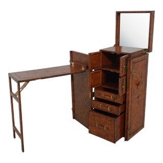 Maitland Smith Leather Wrapped Standing Trunk Desk For Sale