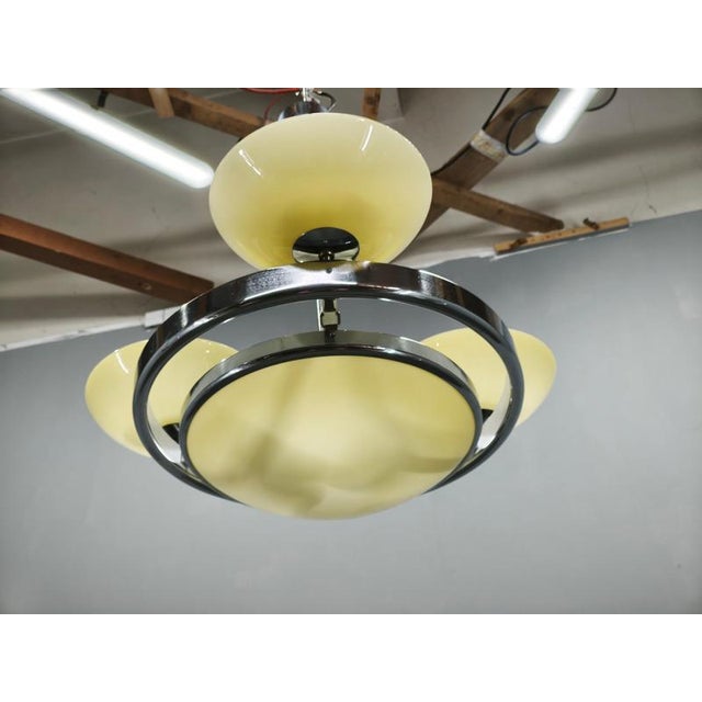 Czech Art Deco Opaline Glass Chandelier, 1940s For Sale - Image 14 of 16