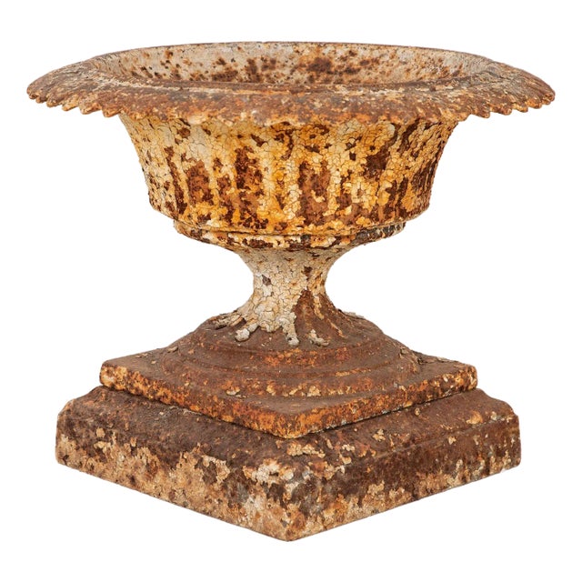 Antique Cast Iron Urn English Classically Styled Planter, Victorian 19th Century For Sale