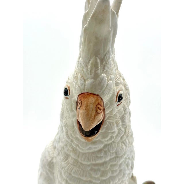 Vintage Ethan Allen Italian Porcelain White Cockatoo Bird Sculpture, 16" For Sale In New York - Image 6 of 8