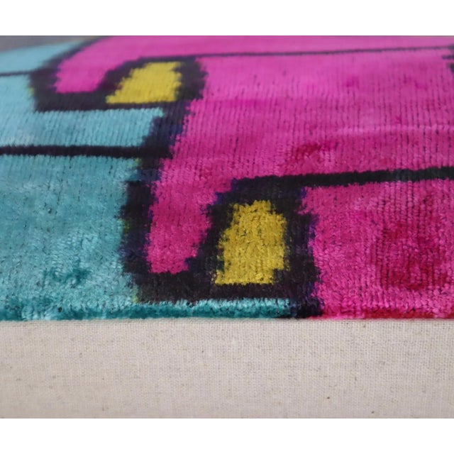 Handmade Multi Color Silk Velvet Throw Pillow & Down Insert For Sale - Image 11 of 12