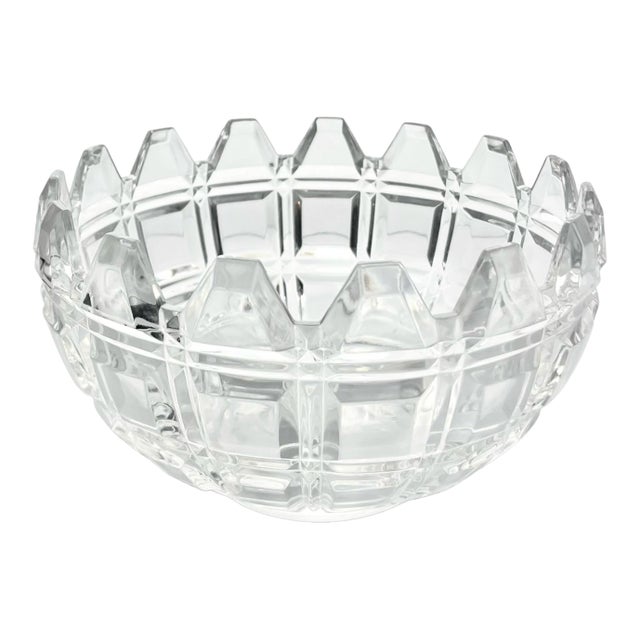 Contemporary Geometric Large Crystal Serving Centerpiece Decorative Bowl For Sale