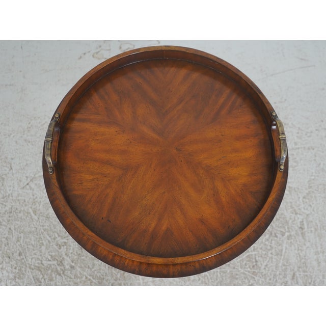 Maitland - Smith Maitland Smith Round Tray Top Mahogany Serving Table For Sale - Image 4 of 16