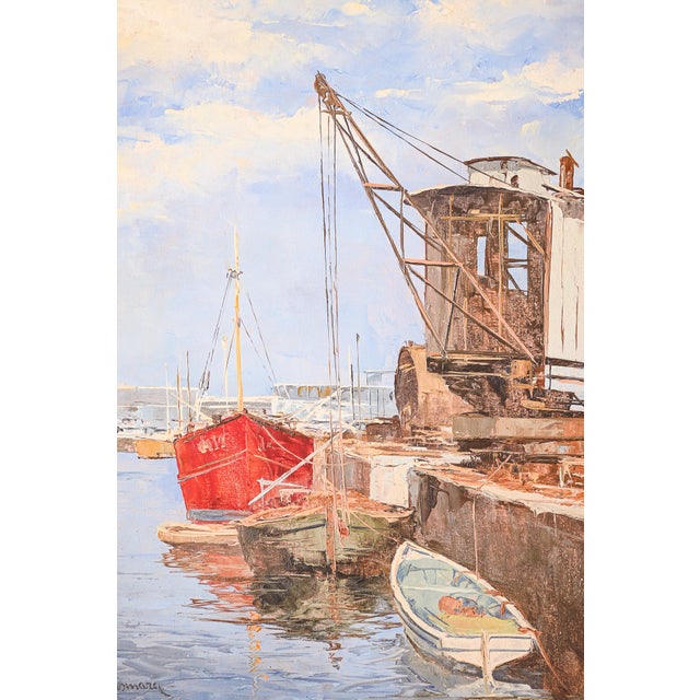 A. Vismara, Port of Las Palmas, 1960s, Oil on Board For Sale - Image 7 of 7