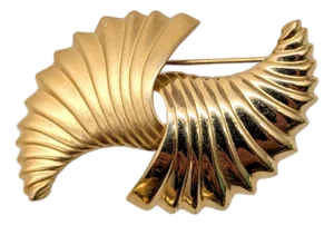 Vintage 1984 Signed Monet Matte & Smooth Goldtone Brooch