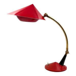 Mid Century Red Desk Lamp, Stilux Milan Italy 1960 Ca.