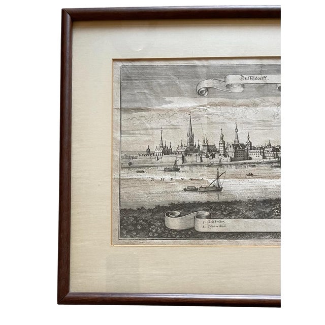 Baroque Antique Engraving of Düsseldorf Rhine River by Matthäus Merian the Elder From Topographia Germanaie 1647 For Sale - Image 3 of 10