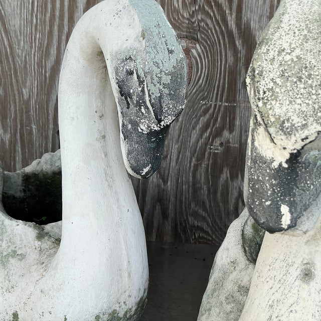 Vintage Coastal Patinated Cast Concrete Swans a Pair Chairish