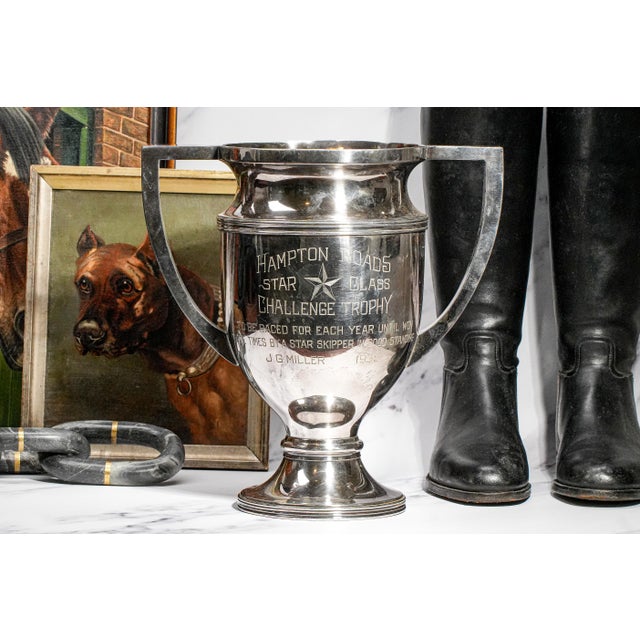 Huge Bright Antique Silverplate Double Handle Trophy Cup Award Hampton Roads Virginia For Sale - Image 13 of 13