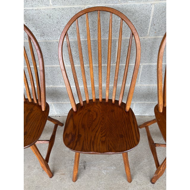 Rustic Hunt Country Furniture Hoop Back Oak Dining Side Chairs - Set of 4 For Sale - Image 3 of 12