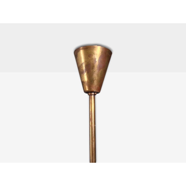 1950s Swedish Modern, Five Arm Chandelier, Patinated Brass For Sale - Image 13 of 13
