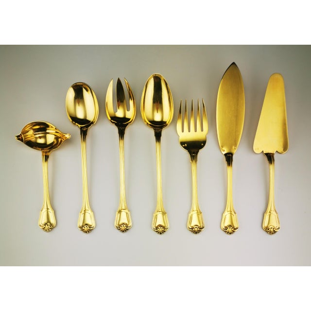 Vintage Solid Silver with Gold Finish Cutlery Set for 12 People from Christofle & Cardeilhac, 1950s, Set of 138 For Sale - Image 3 of 18