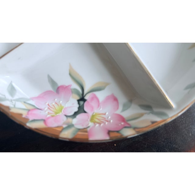 Japanese Antique, Early 20th Century Noritake Japan Azalea Porcelain Four-Divider Fruit and Nut Bowl For Sale - Image 3 of 7