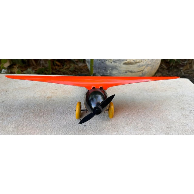 1930s Antique Wyandotte Toy Plane Detroit Lockheed Vega Pressed Steel Airplane For Sale - Image 5 of 12