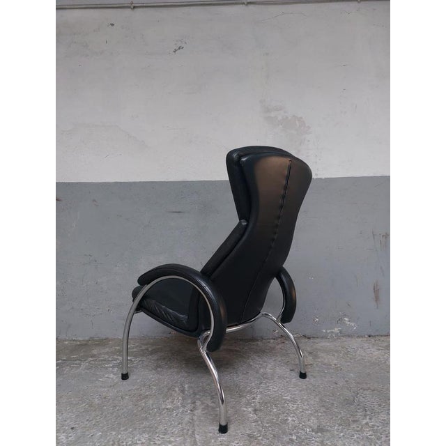 Black Leather Chrome Armchair, 1980s For Sale - Image 15 of 18