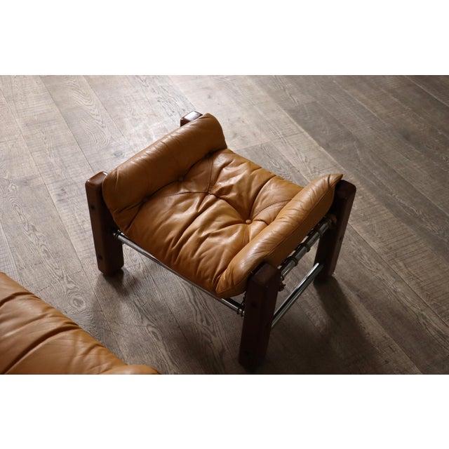 Amazonas Lounge Chair with Ottoman in Cognac Leather by Jean Gillon Brazil 1960s For Sale - Image 11 of 18
