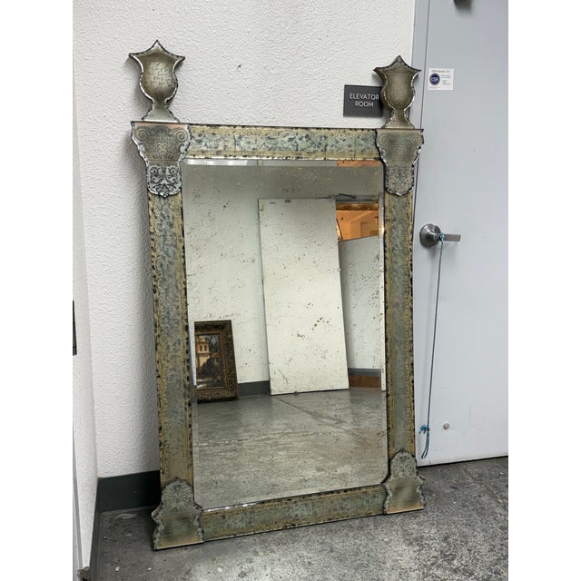 Baroque Restoration Hardware 19th Century Baroque Ravenna Etched Floor Mirror For Sale - Image 3 of 12