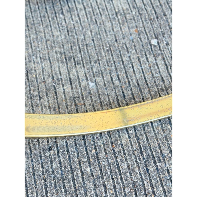 1980s Postmodern Brass-Finish Metal & Glass Console Table With Curved Base For Sale - Image 9 of 12