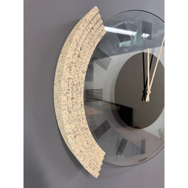 1980s Postmodern Empire Wall Clock — Glass Face With Speckled Granite Accents, 1980s Memphis Style For Sale - Image 5 of 8