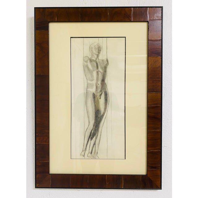 Mid-Century Charcoal on Paper Framed Male Nude Study. For Sale - Image 9 of 9