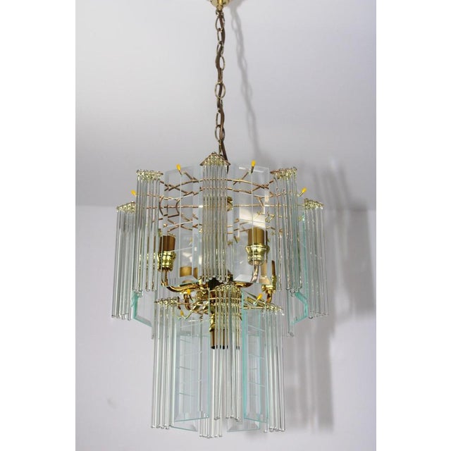 Orion Chandelier with Glass Hangings, Rods and Cut Glass Panels, 1960s For Sale - Image 11 of 16