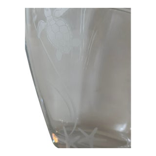 1980s Nachtmann Germany Clear Crystal Vase Edged With "Sea Life" Design For Sale