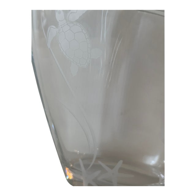 1980s Nachtmann Germany Clear Crystal Vase Edged With "Sea Life" Design For Sale
